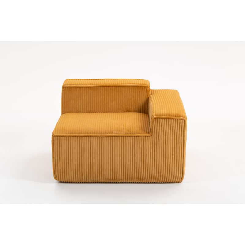 Modular Sectional Sofa with Pillows, Corduroy Upholstered 3-Seater Sofa, All-Compressed Foam Sofa for Living Room, Apartment