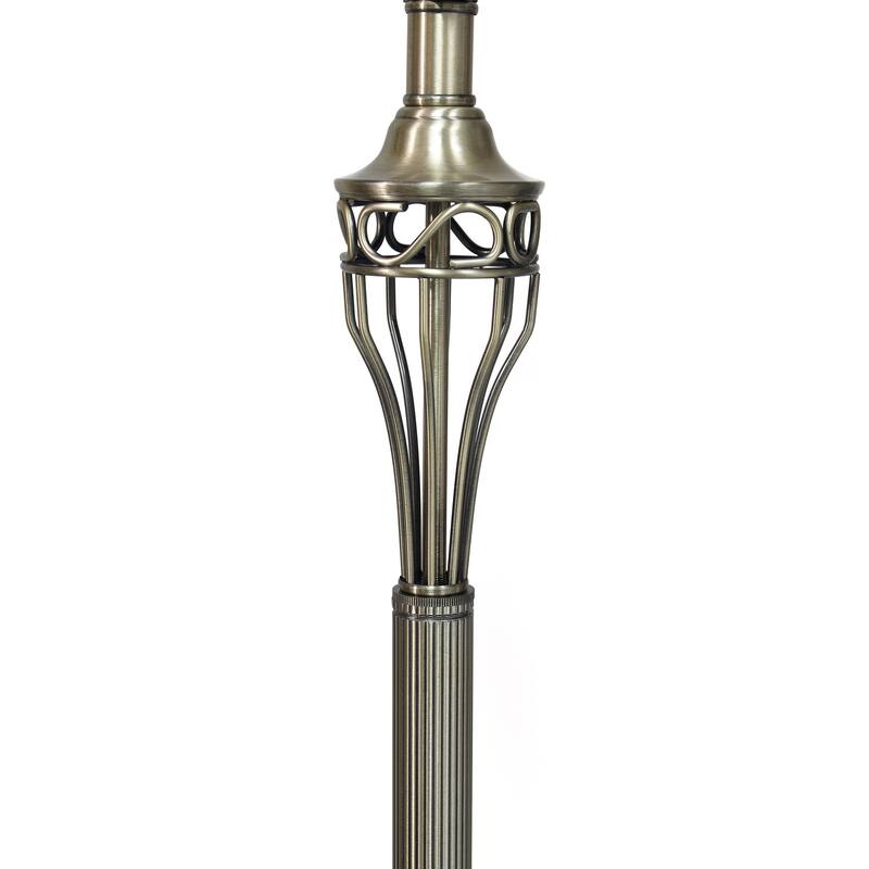 25.5 in. Bronze Finish Table Lamp Set with White Shade, 3 Piece Set for Living Room