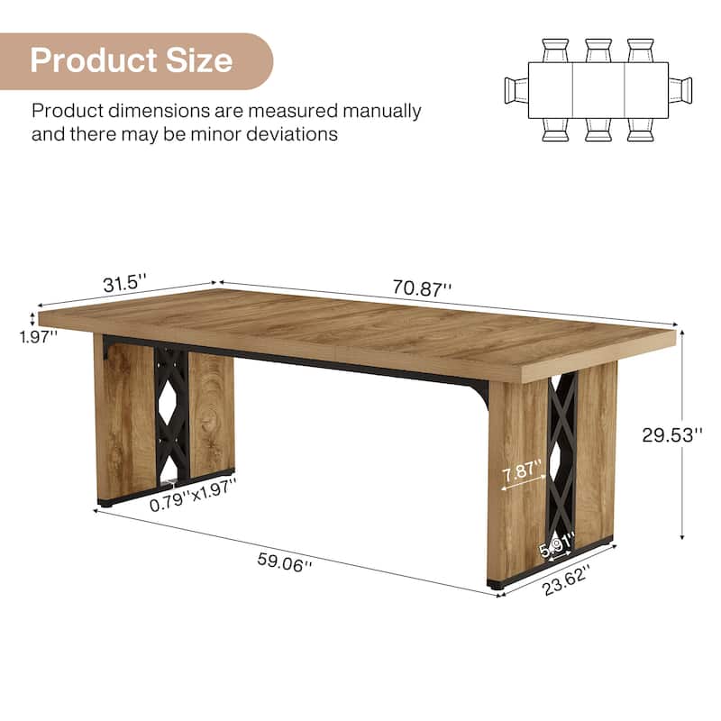 71" Modern Industrial Dining Table for 6-8 People