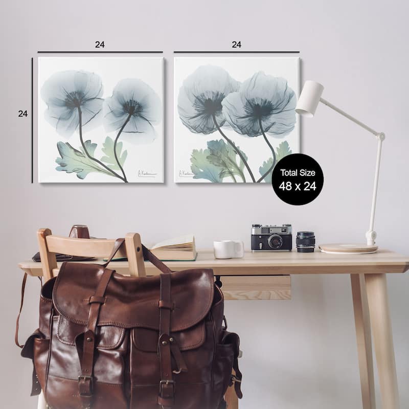 Stupell Luminous Sapphire Florals Canvas Wall Art Design By Albert Koetsier (Set of 2)