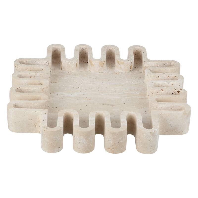 SAFAVIEH Home Mia Tan Travertine Large Tray - 11.5"W x 11.5"D x 1.6"H
