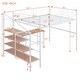 preview thumbnail 12 of 16, Metal Kids Loft Bed Frame, Under Bed with Desk and Storage Shelves, Lateral Storage Ladder & Slatted Guardrails