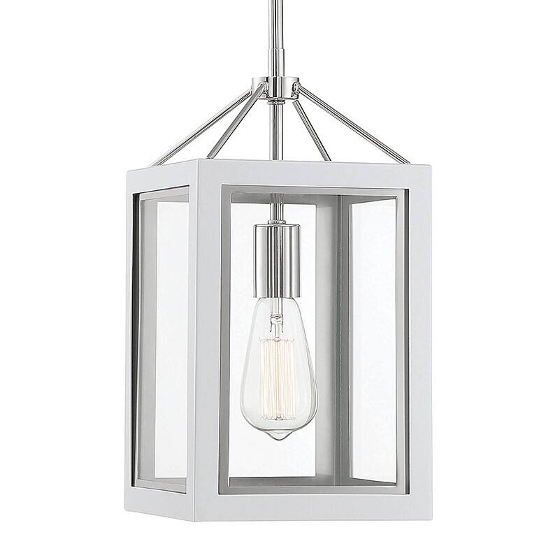 Savoy House Carlton 8" Wide Mini Pendant - White / Polished Nickel