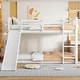 preview thumbnail 15 of 25, Twin Over Twin Low Bunk Bed with Slide and Ladder, Solid Wood Floor Bunk Bed Frame with Safety Guardrail, Detachable into 2 Beds
