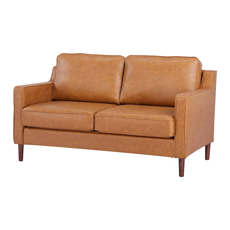 Sedona Modern Loveseat Sofa, Faux Linen / Vegan Leather Couch