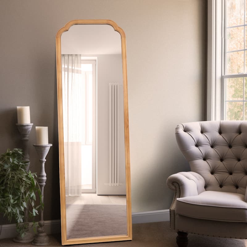 Top Corner Scalloped Rectangle Decorative Farmhouse Wall Mirror