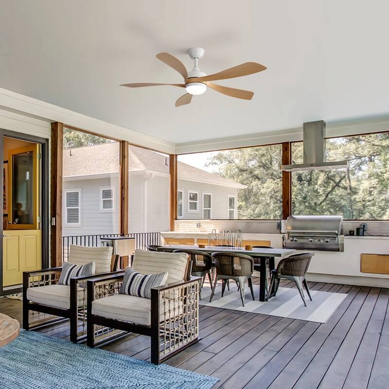 52 Inch Ceiling Fan with Light and Remote for Living Room Bedroom Dining Room Patio Farmhouse - 52 Inches