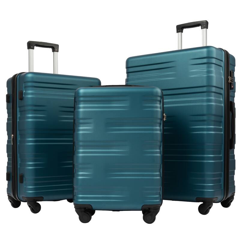 Expandable Luggage Sets Double Spinner Wheels 3 Piece Hard Suitcase Set