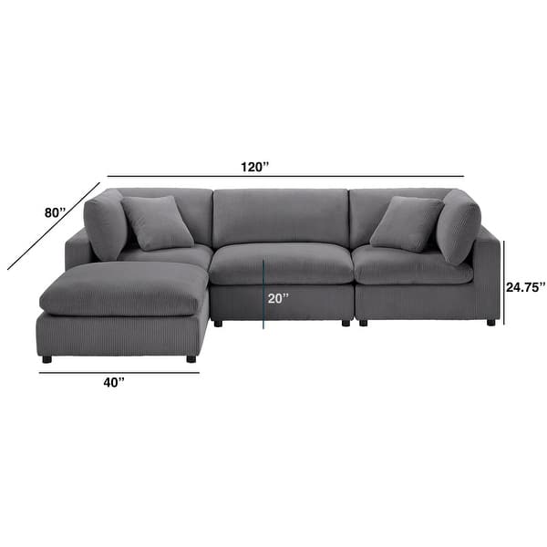 dimension image slide 3 of 5, Cambrai Modular 4-Piece XL Chofa Sectional