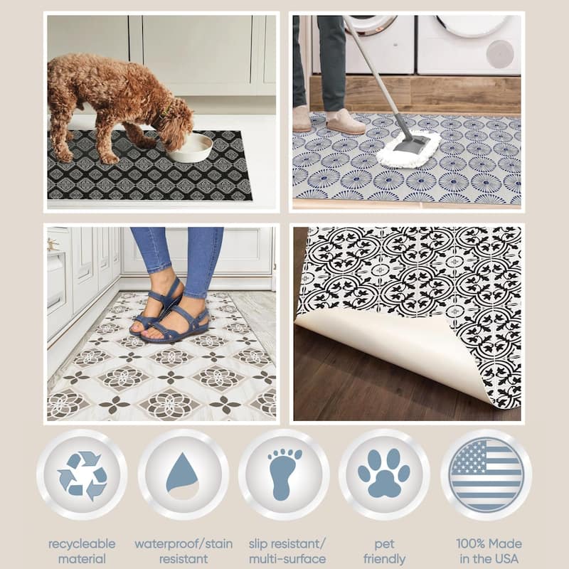 Elegance Deco-Floormat, Decorative Mat, Designer Rug, Waterproof, Low Profile, Eco-Friendly Non Slip, Made in The USA (3' x 2')