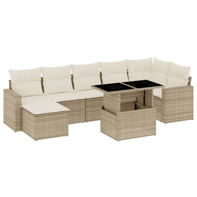 vidaXL Patio Sofa Set with Cushions Outdoor Furniture 8 Piece Poly Rattan