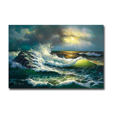 Ocean Waves by Diane Romanello Gallery Wrapped Canvas Giclee Art (24 in x 36 in)