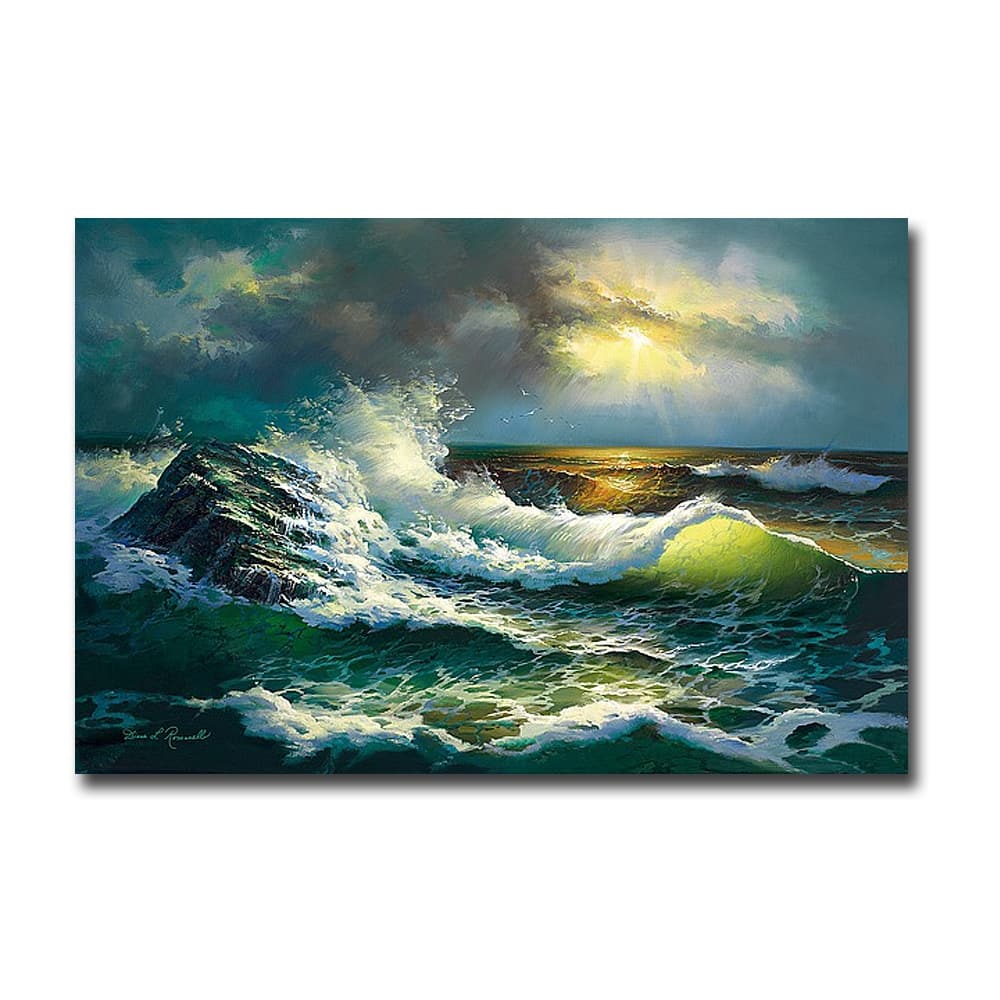 Ocean Waves by Diane Romanello Gallery Wrapped Canvas Giclee Art (24 in x 36 in)