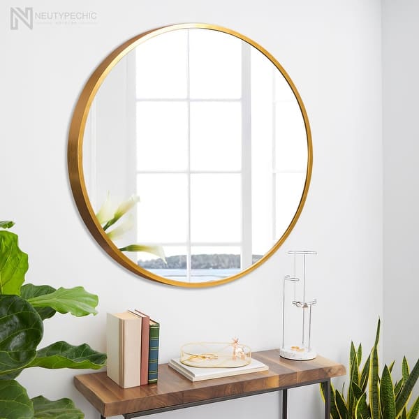 slide 2 of 28, Contemporary Round Wall-Mounted Wall Mirror