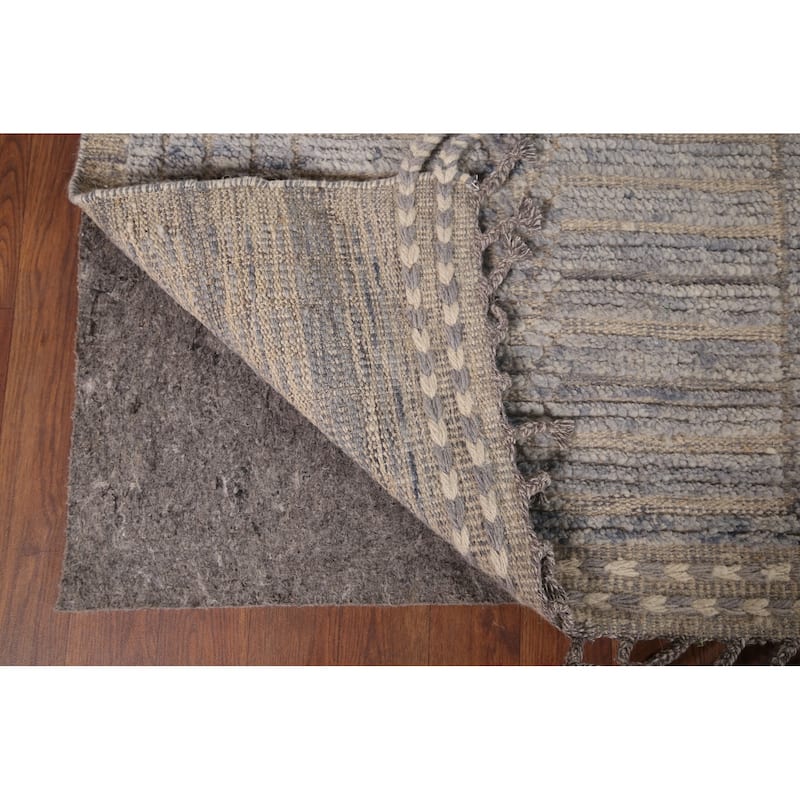 All-Over Striped Moroccan Large Area Rug Handmade Wool Carpet - 9'10"x 14'3"