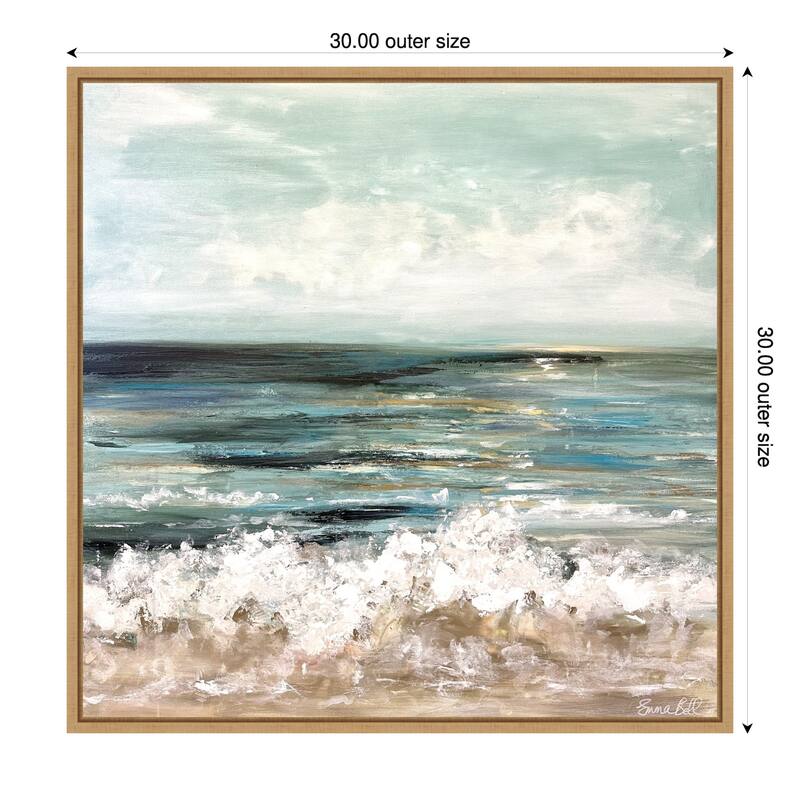 Cloudy Seascape I by Emma Bell Framed Canvas Wall Art Print - 30 x 30 in