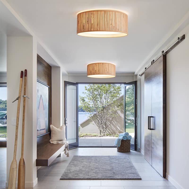 MLiAN 15.7" 3-Light Indoor Fabric Flush Mount Ceiling Light