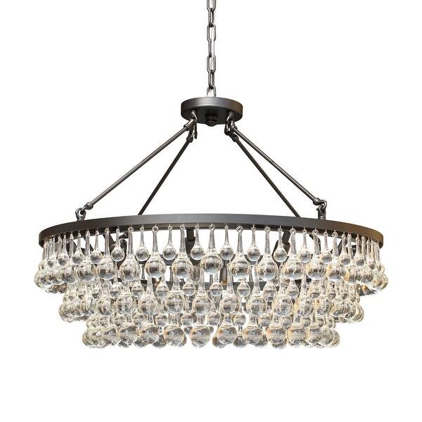 slide 1 of 4, Celeste Glass Crystal Black Chandelier, semi flush or hang by chain