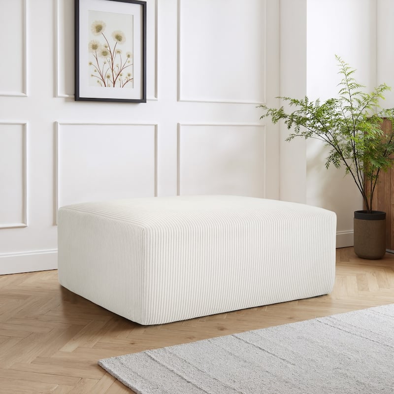 Corduroy Upholstered Modular Sectional Sofa with Ottoman - Beige-ottoman - Reversible