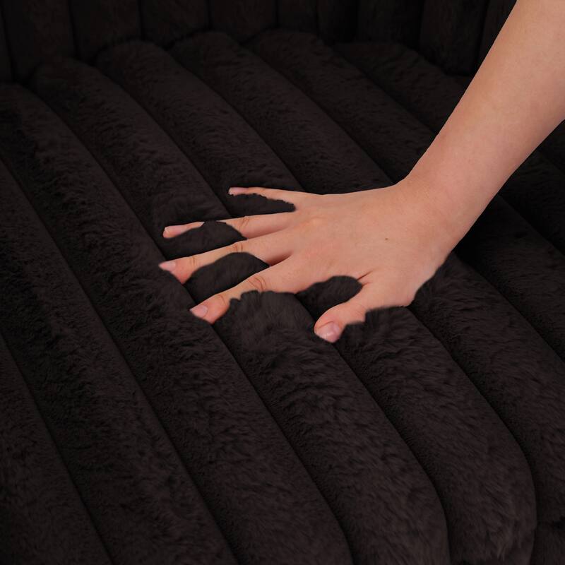 2 Set Modern 49" Upholstered Plush Corduroy Swivel Barrel Accent Chair