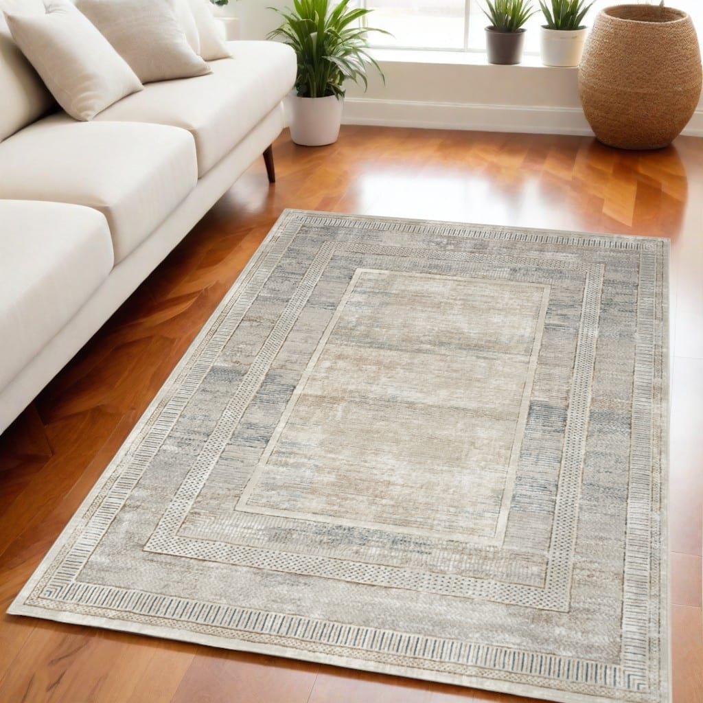 Kelat Power Loomed Geometric Modern Non Skid Stain Resistant Area Rug By HomeRoots - 87' X '63' X '0.39