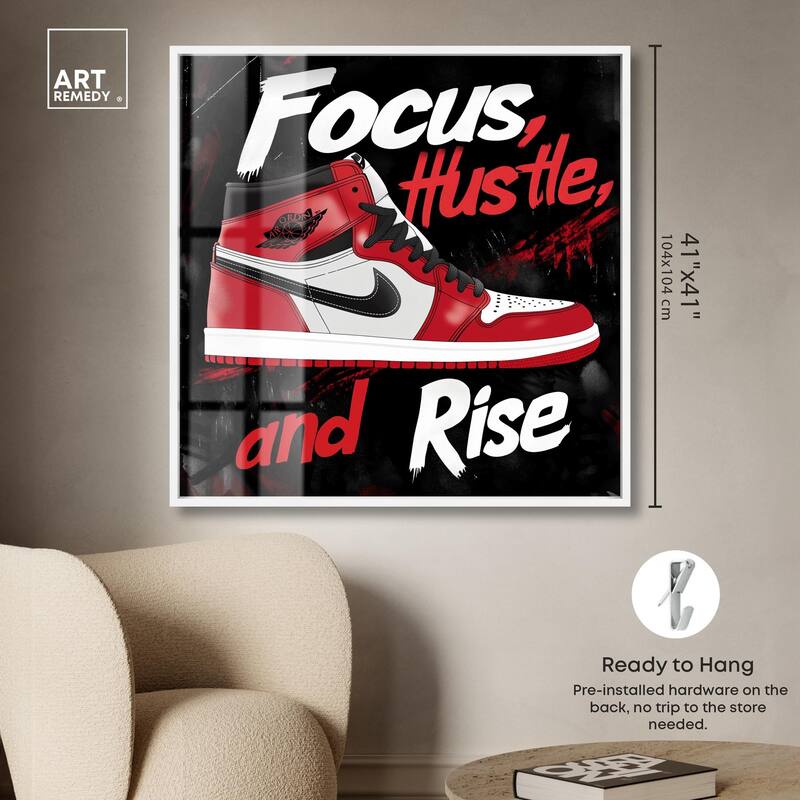 Hustle and Rise Sneaker Red Shadowbox by Art Remedy