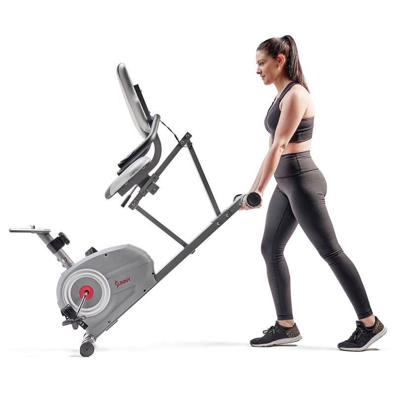 Sunny Health & Fitness Essentials Series Magnetic Smart Recumbent Bike with SunnyFit® App Bluetooth Connectivity