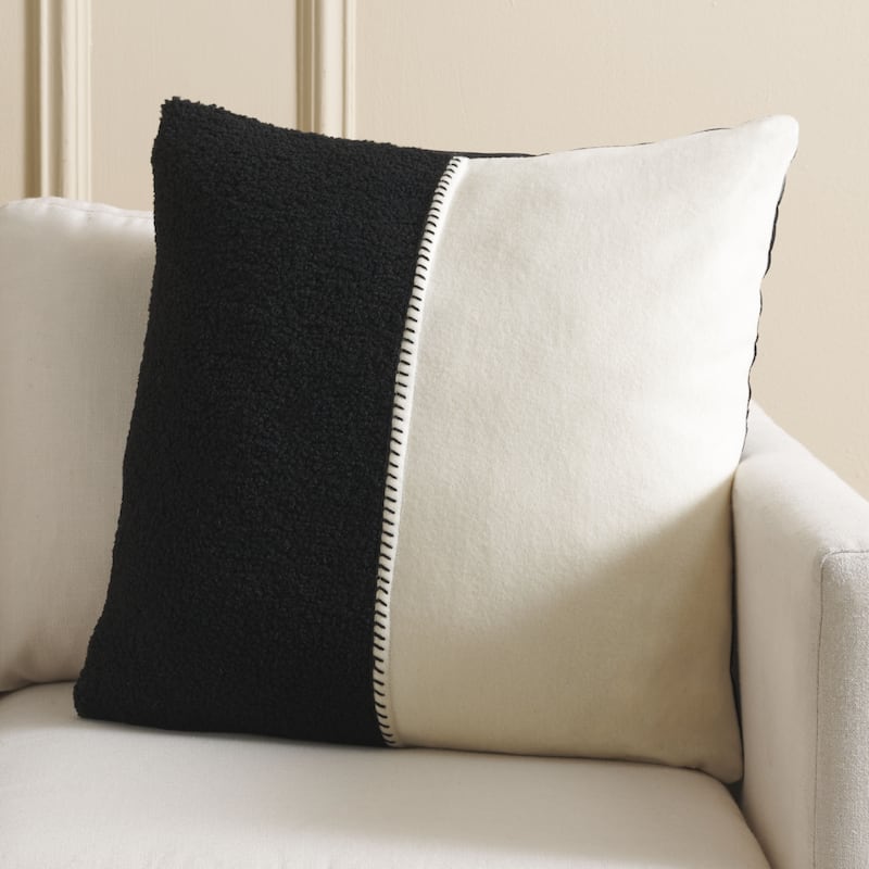 SAFAVIEH Home Parker 20-inch Decorative Pillow - Black/Ivory