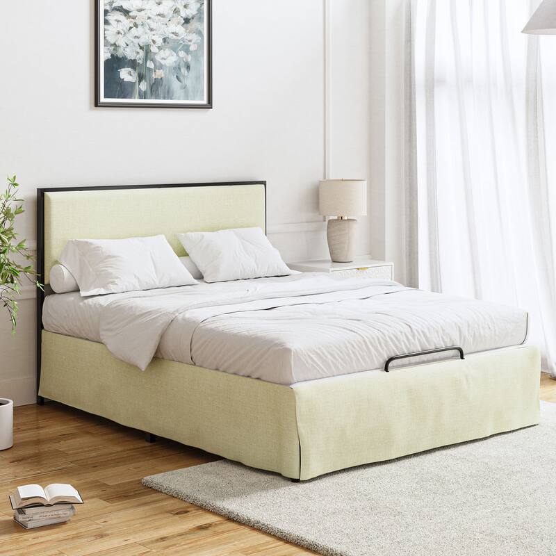 Oliver Modern Washable Slipcover Bed Upholstered Metal by HULALA HOME