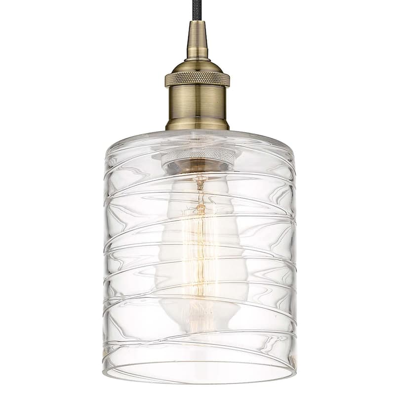 Innovations Lighting 616-1P-8-5 Cobbleskill Pendant Cobbleskill 5" - Antique Brass / Deco Swirl