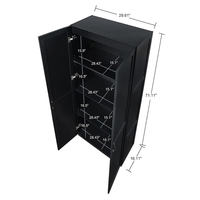 Manhattan Comfort Hopkins Modern Storage Closet 3.0 in Black - Set of 2