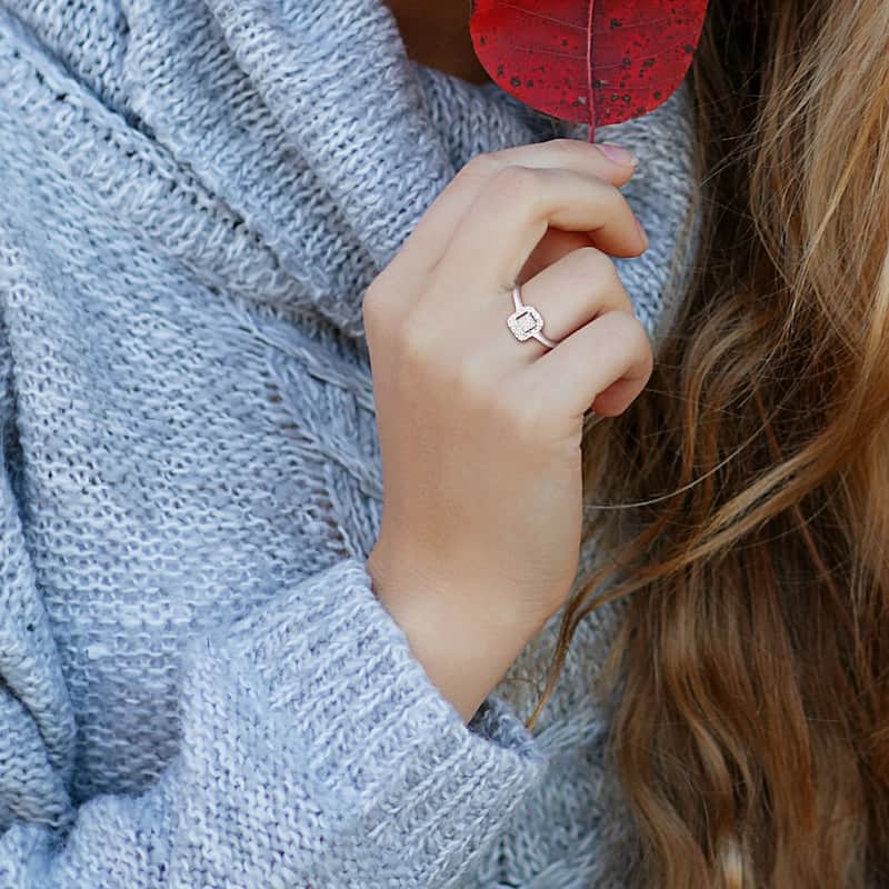 Miadora Parallel Baguette-Cut and Round-Cut Diamond Accent Ring in 14k White Gold