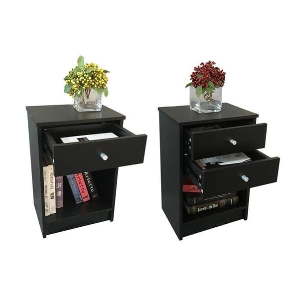 Shop Simplify Bedroom Furniture Bedside End Table 1 2 Drawer Nightstand 2 Styles On Sale Overstock 22817573