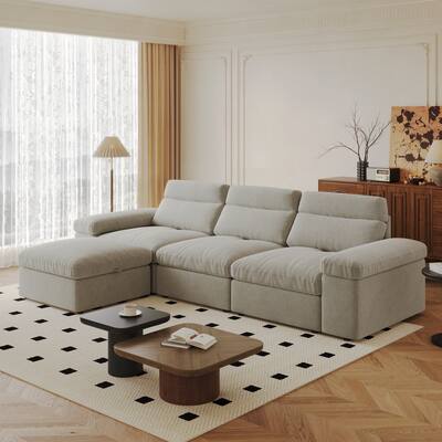 GDFStudio - 114" Modular U-Shaped 6-Seater Chaise Lounge with Reversible Layout