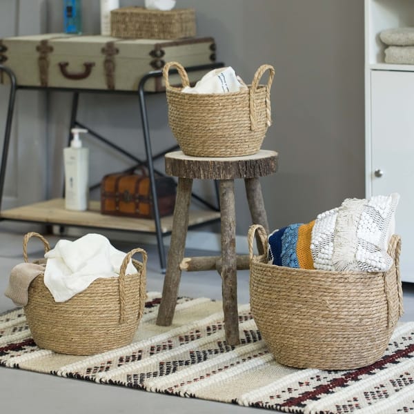 Straw Baskets With Handles Modern Home Storage Baskets Entry Way