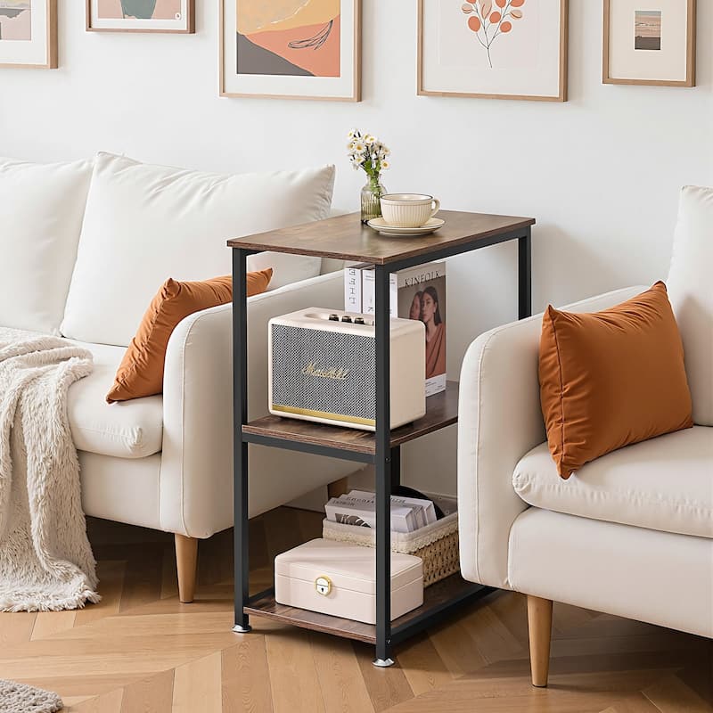 Javlergo Industrial End Side Tables Nightstand with 3-Tier Storage Shelf