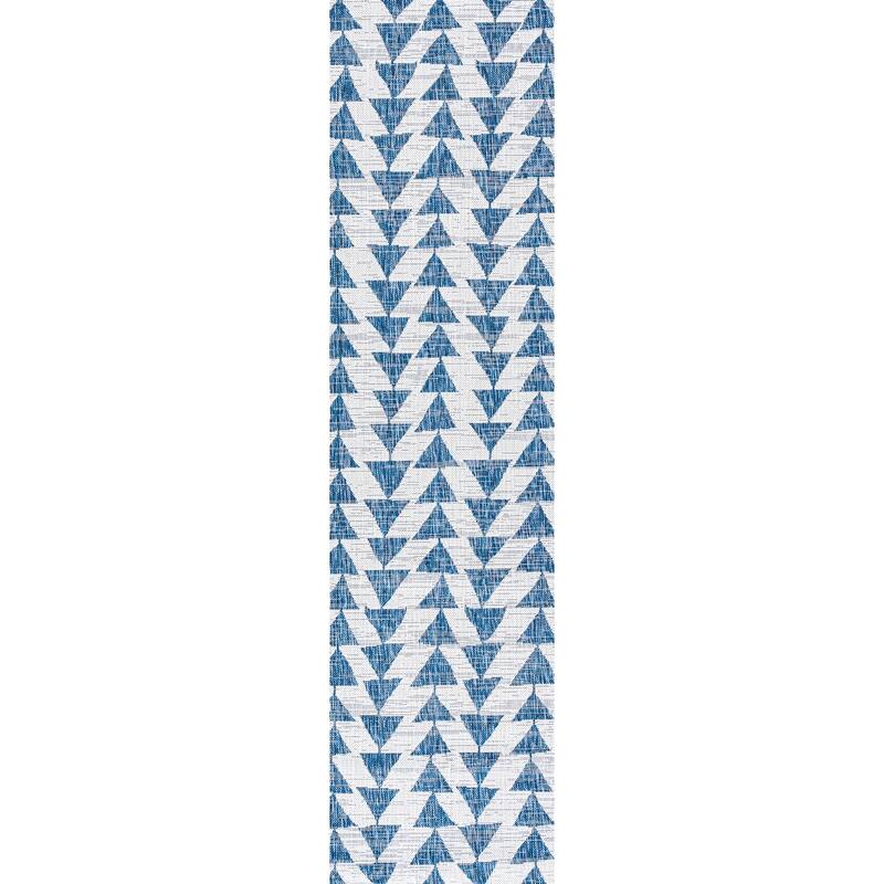 JONATHAN Y Marokko Modern Tribal Geometric Indoor/Outdoor Area Rug - 2 X 8 - Blue/Ivory