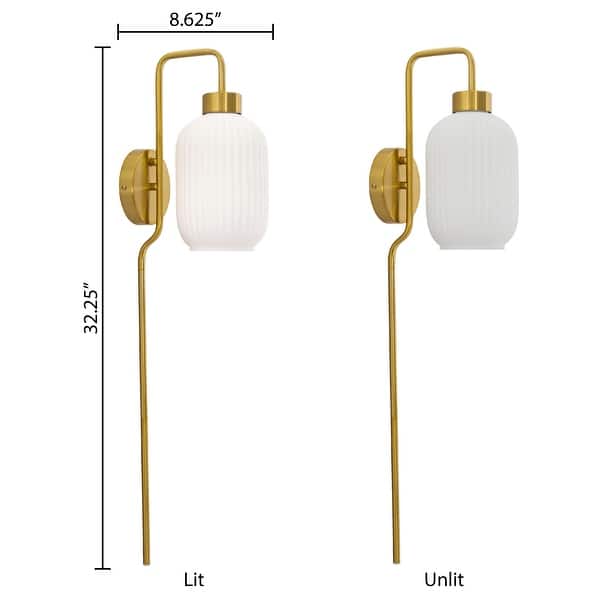 Adrienne River of Goods White Glass and Metal Retro Wall Sconce