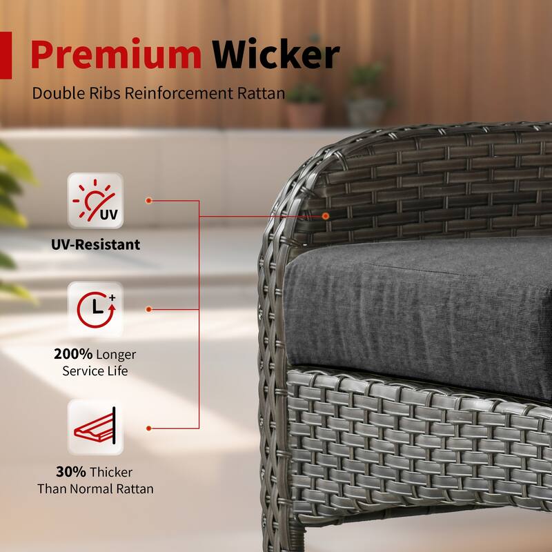 OVIOS 7 Pieces Outdoor Patio Swivel Chair Loveseat Conversation Set