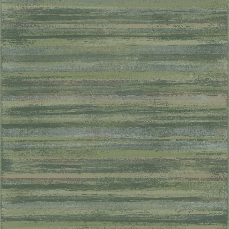 Galerie Wallcoverings Italian Style Distressed Horizontal Stripe Vinyl on Non-woven Luster Wallpaper Roll - 33 feet x 21 inches - Green