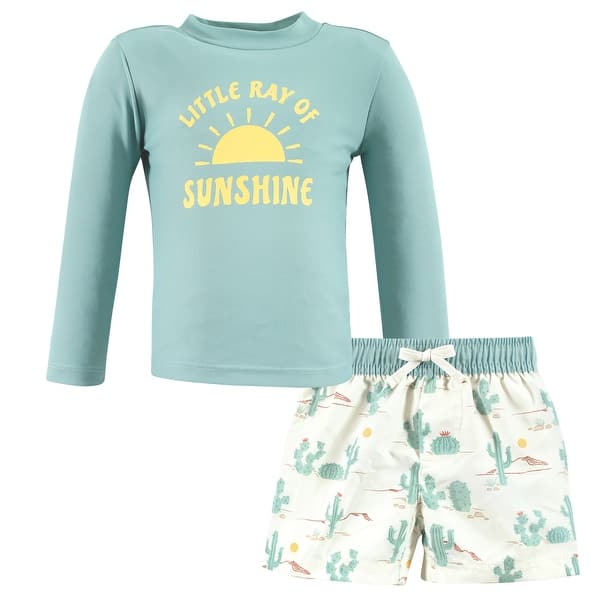 slide 1 of 1, Hudson Baby Boys Swim Rashguard Set, Desert Cactus 2T - Desert Cactus