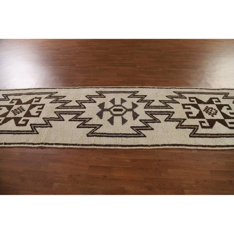 Natural Dye Tribal Kurdish Turkish Runner Rug Handmade Wool Carpet - 3'2"x 12'8"