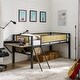 preview thumbnail 27 of 38, Metal Loft Bed with Desk, Rattan Loft Bed Frame with Hanging Storage
