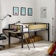 preview thumbnail 4 of 19, Single metal loft bed with rectangular desk, LED lights