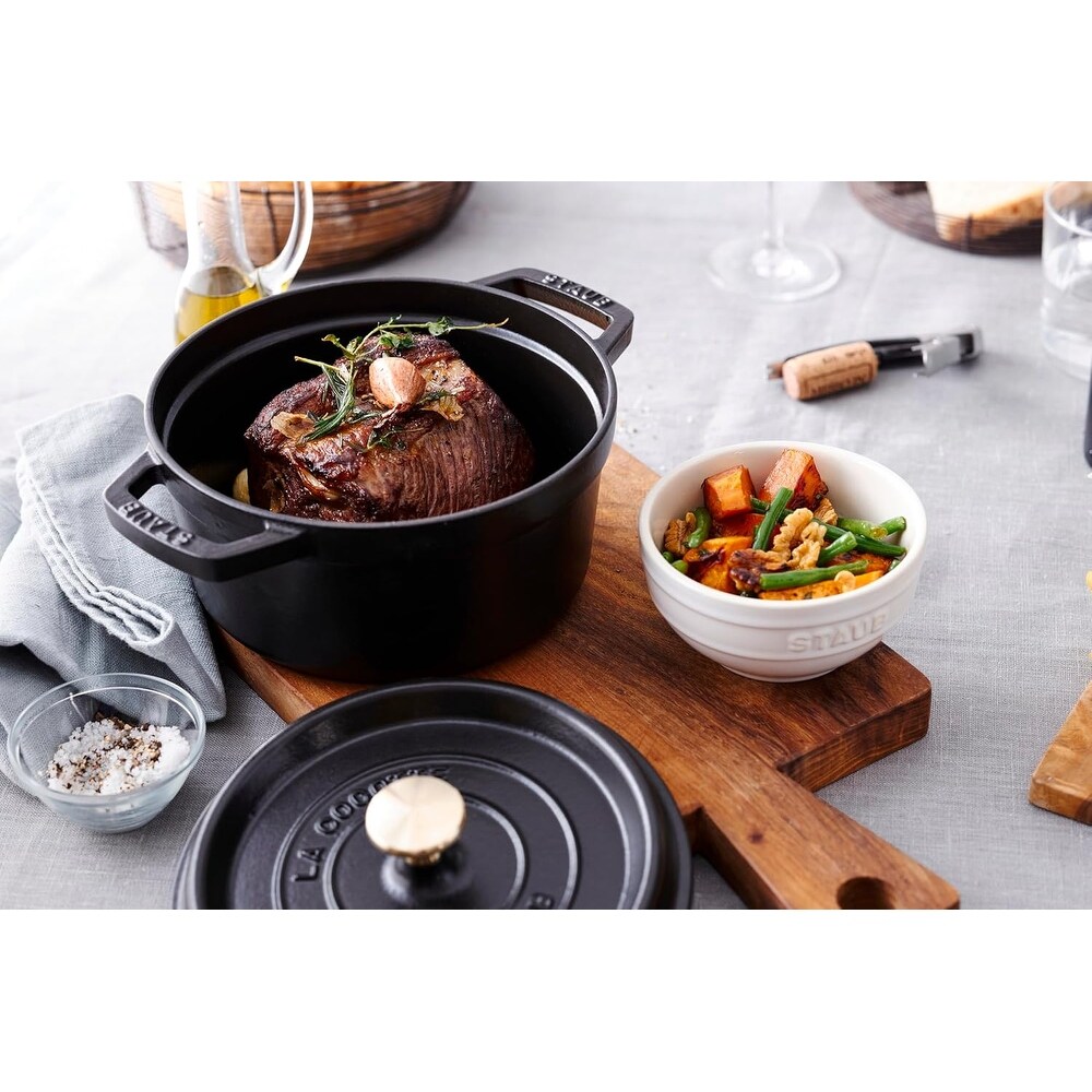 Staub 20cm / 2.3 qt Cast Iron Round Cocotte Pot, Black - Bed Bath