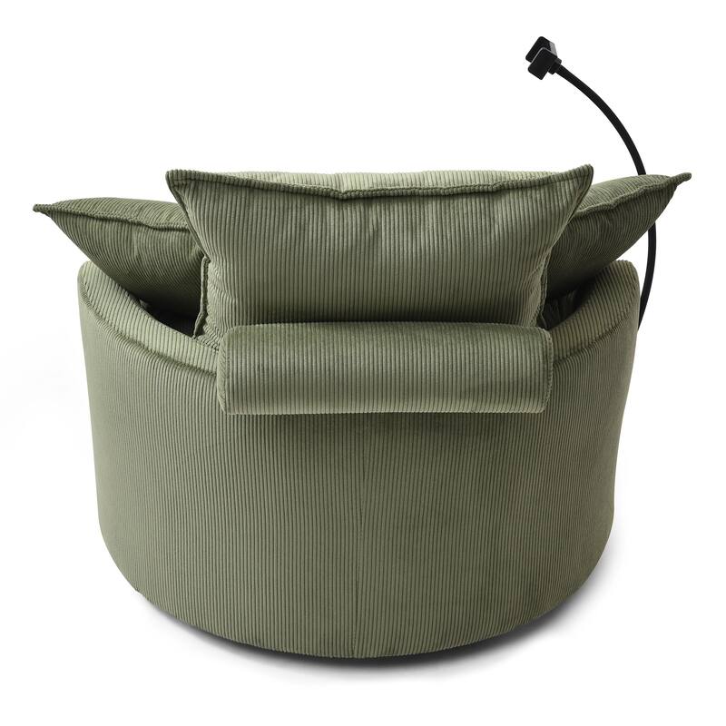 Modern Comfy 360° Swivel Barrel Chair with Ottoman and Pillows for Bedroom and Living Room