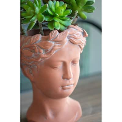 D6x9" Visage Head Bust Planter, Brown