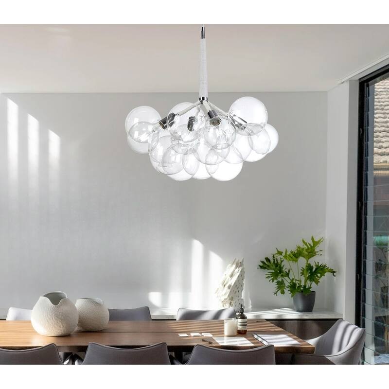 4-Light Cluster Chandelier 20pcs Glass Globe Bubbles Lamp
