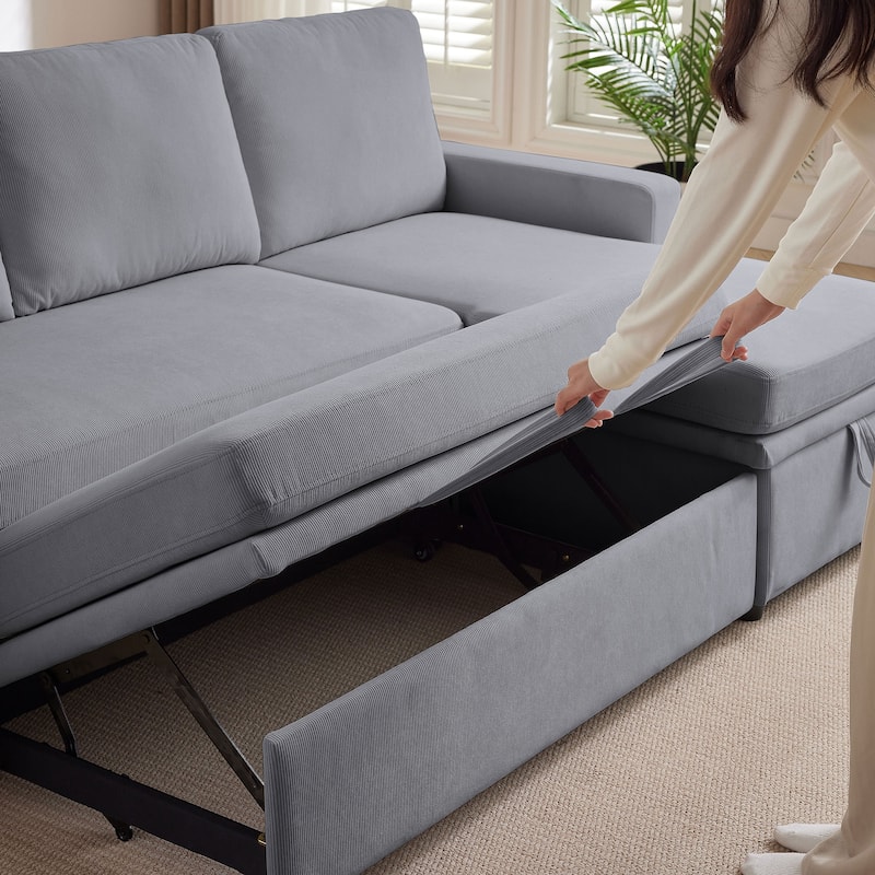 78.94" Pin Striped Fabric Sleeper Sofa
