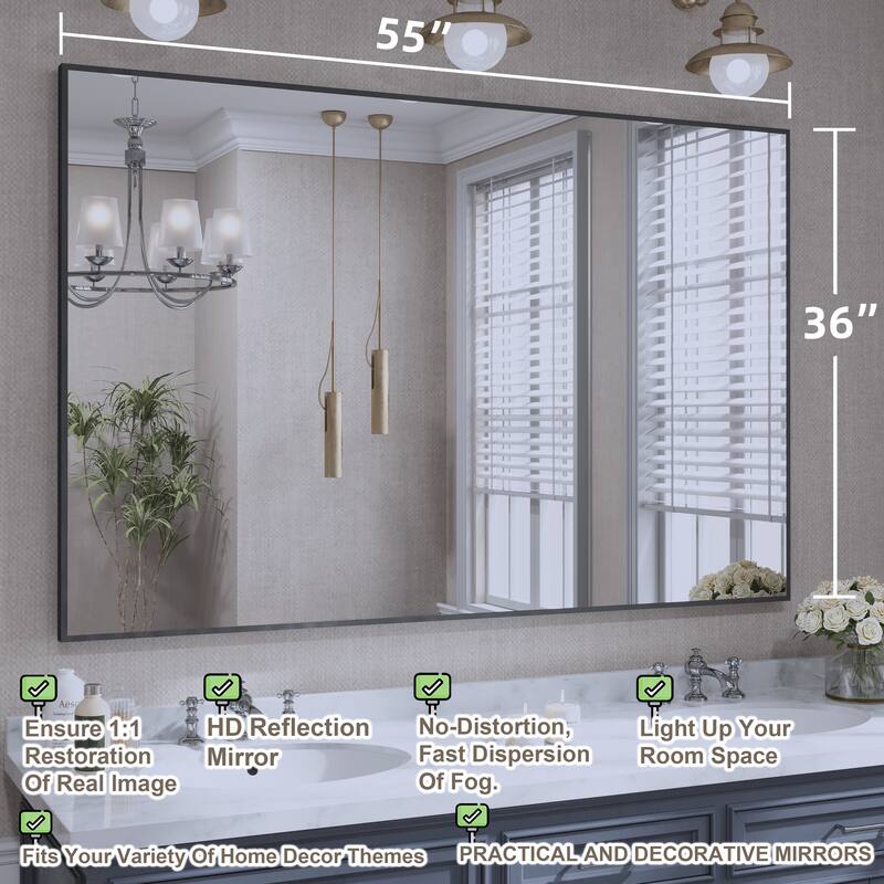 QuivaraView Wall Mounted Aluminum Frame Bathroom Vanity Mirror